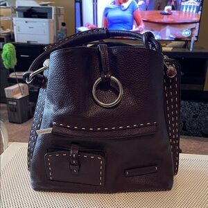 Elegant Eggplant Purple Leather Handbag